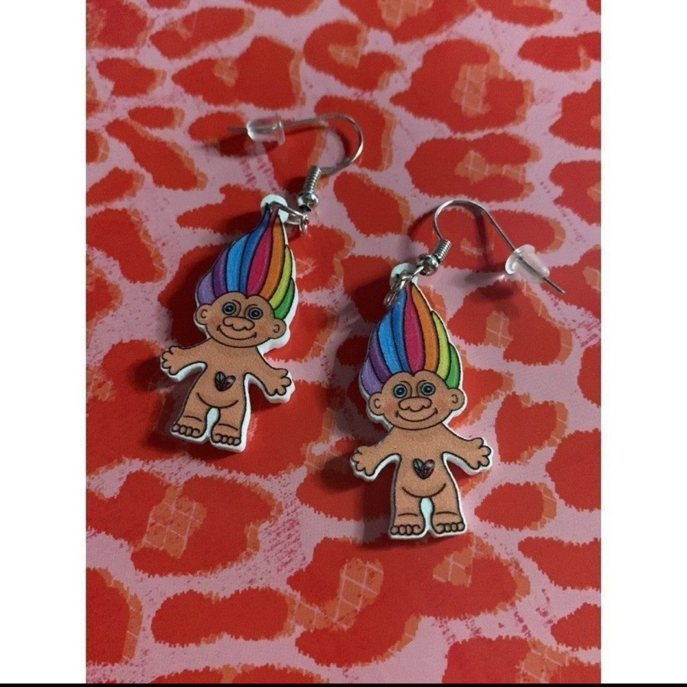 Rainbow Troll Earrings